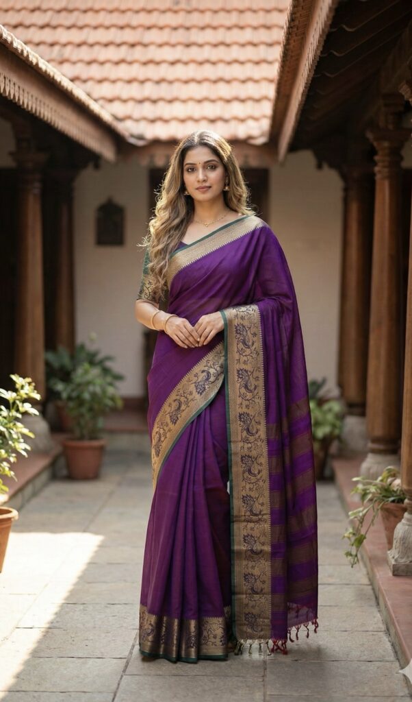 PURE COTTON WITH PEOCOCK BORDER 100%