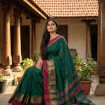 Green Agni Border Pure Narayanpet 100% Cotton Saree For Women