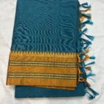 Blue Naryanpet Border Cotton + Silk Saree For Women