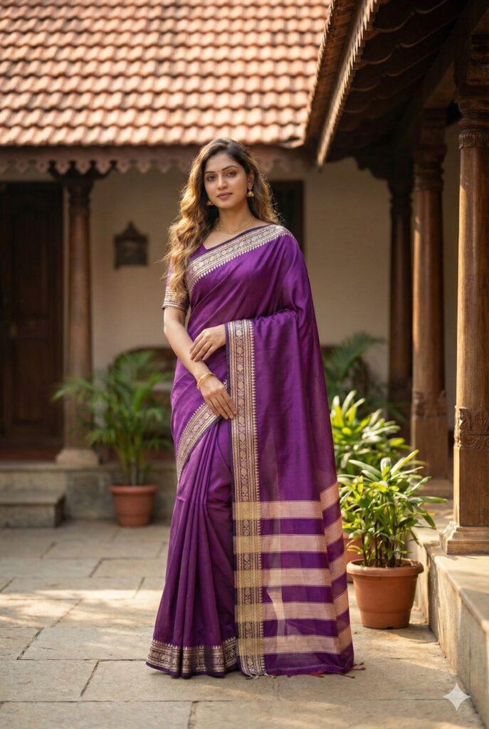 Maroon Pure Narayanpet 100% Cotton  Saree For Women