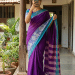 Maroon Pure Cotton Agni Border Saree For Women