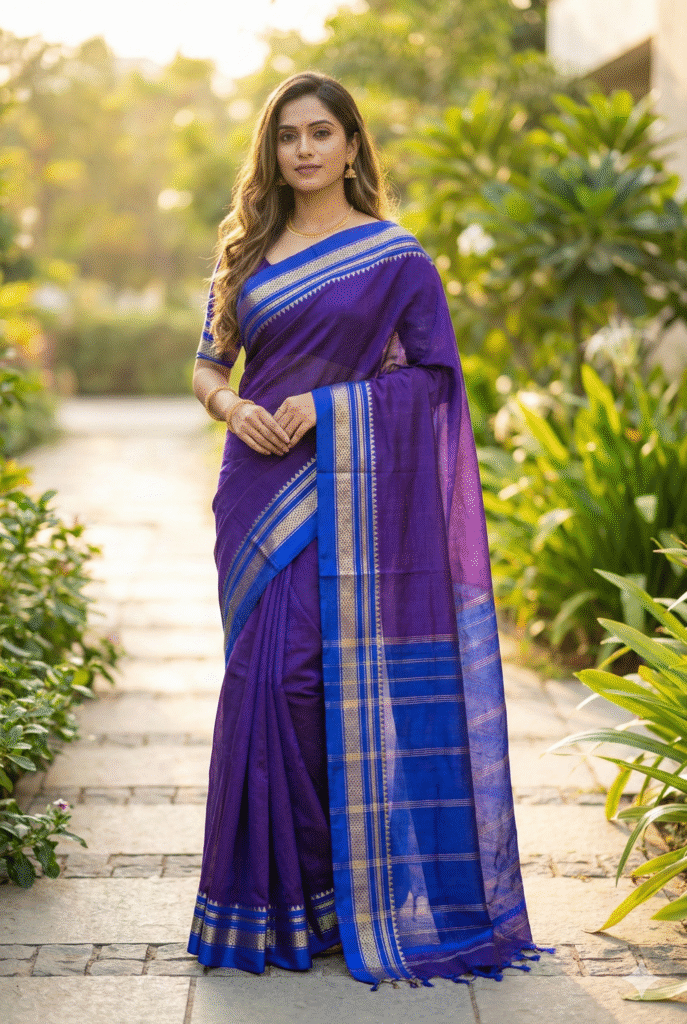 ilkal border pure silk + pure cotton combined (blouse ps opposite )