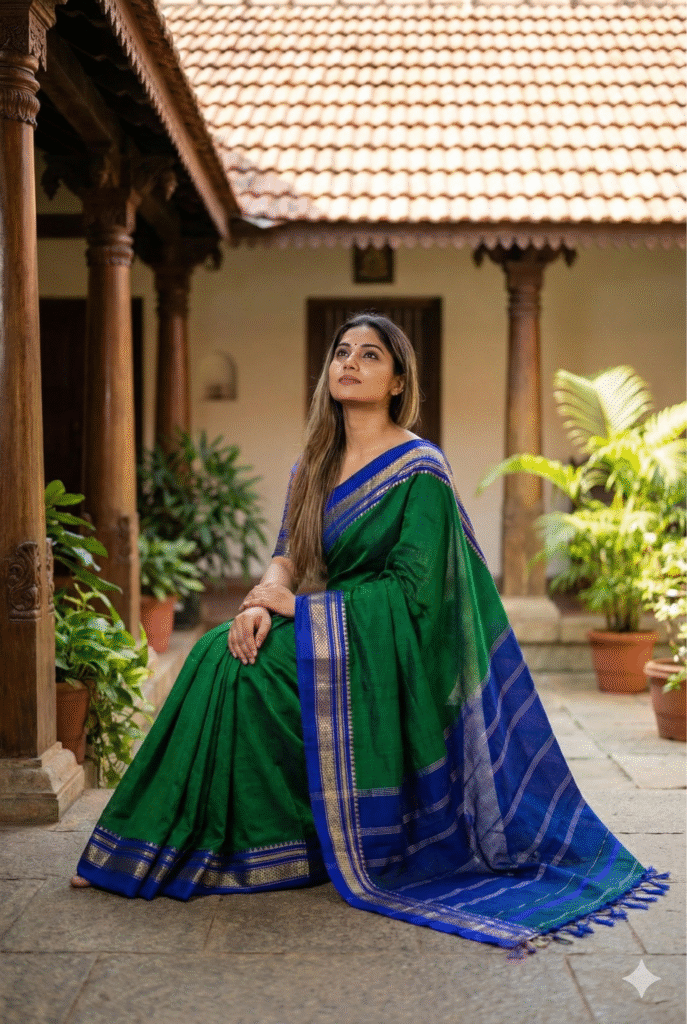 ilkal border pure silk + pure cotton combined (blouse ps opposite )