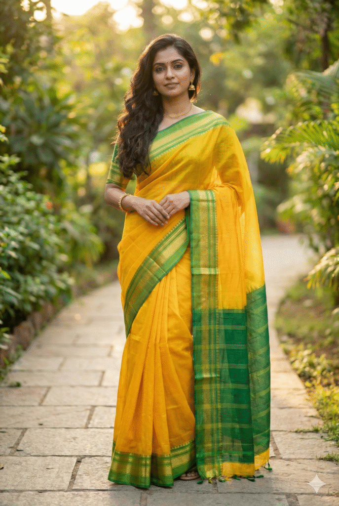 ilkal border pure silk + pure cotton combined (blouse ps opposite )