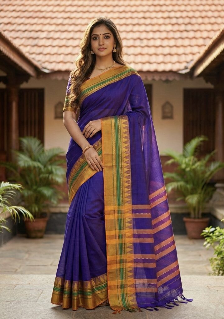 PURPLE TEMPLE BORDER SAREE