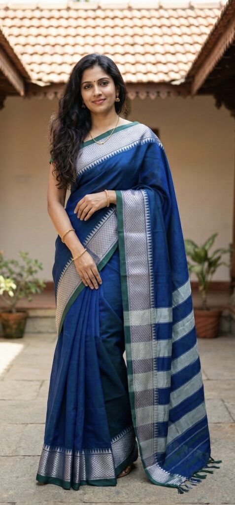 Blue Premium Silk Blend  Saree For Women